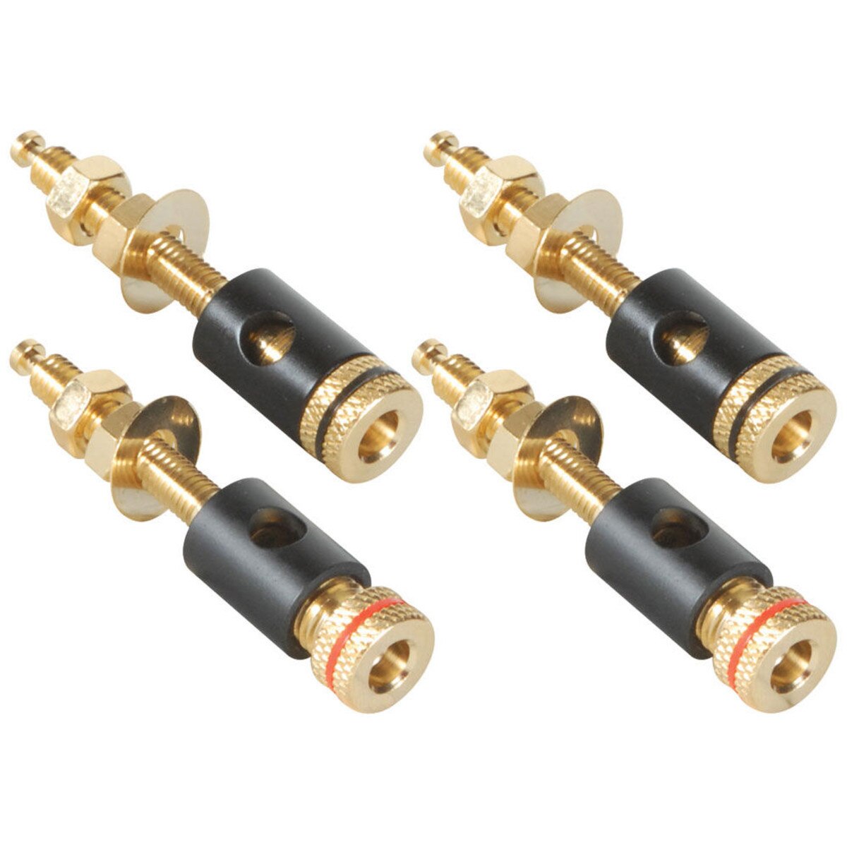 Parts Express Binding Post Banana Jack with 1" Thread 2 Pair Black Gold